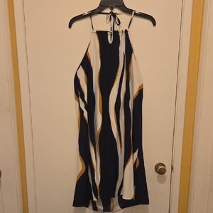 Elegant Halter Dress with Wavy Stripes